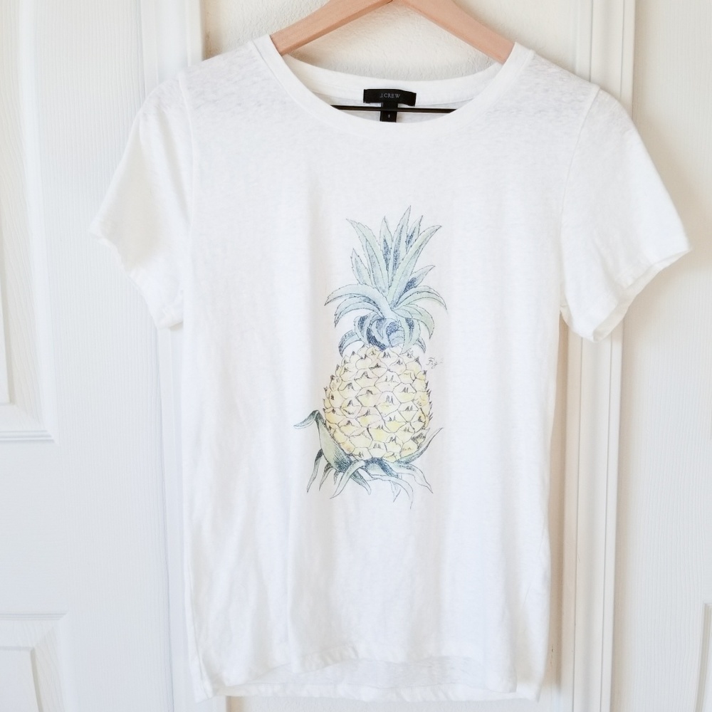 J. Crew White Pineapple Graphic Print T-Shirt